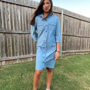 chambray button down dress